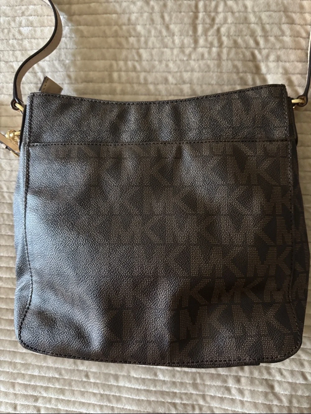 Michael Kors Jet Set Brown MK Signature Coated Canvas Crossbody Messenger Bag
